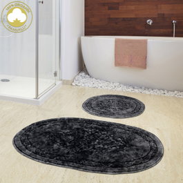 Mijölnir Juego de alfombrillas de baño de algodón, 2 piezas, Antracita